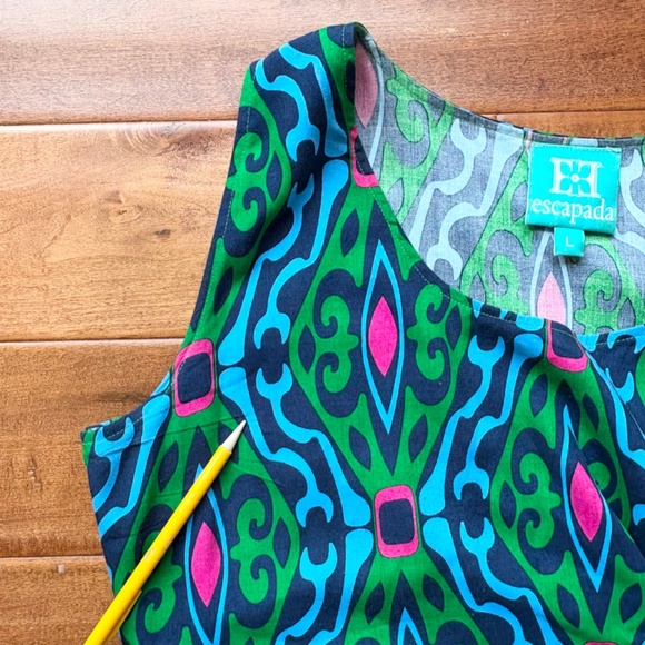 Escapada Geometric Tropical Print Sundress L - Picture 10 of 11